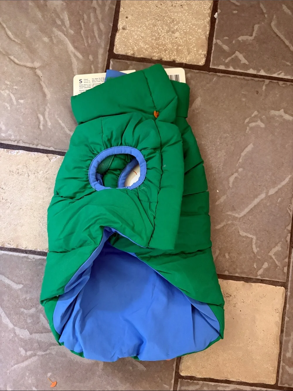 Green Puffer Dog Coat - green and blue dog jacket new various sizes
